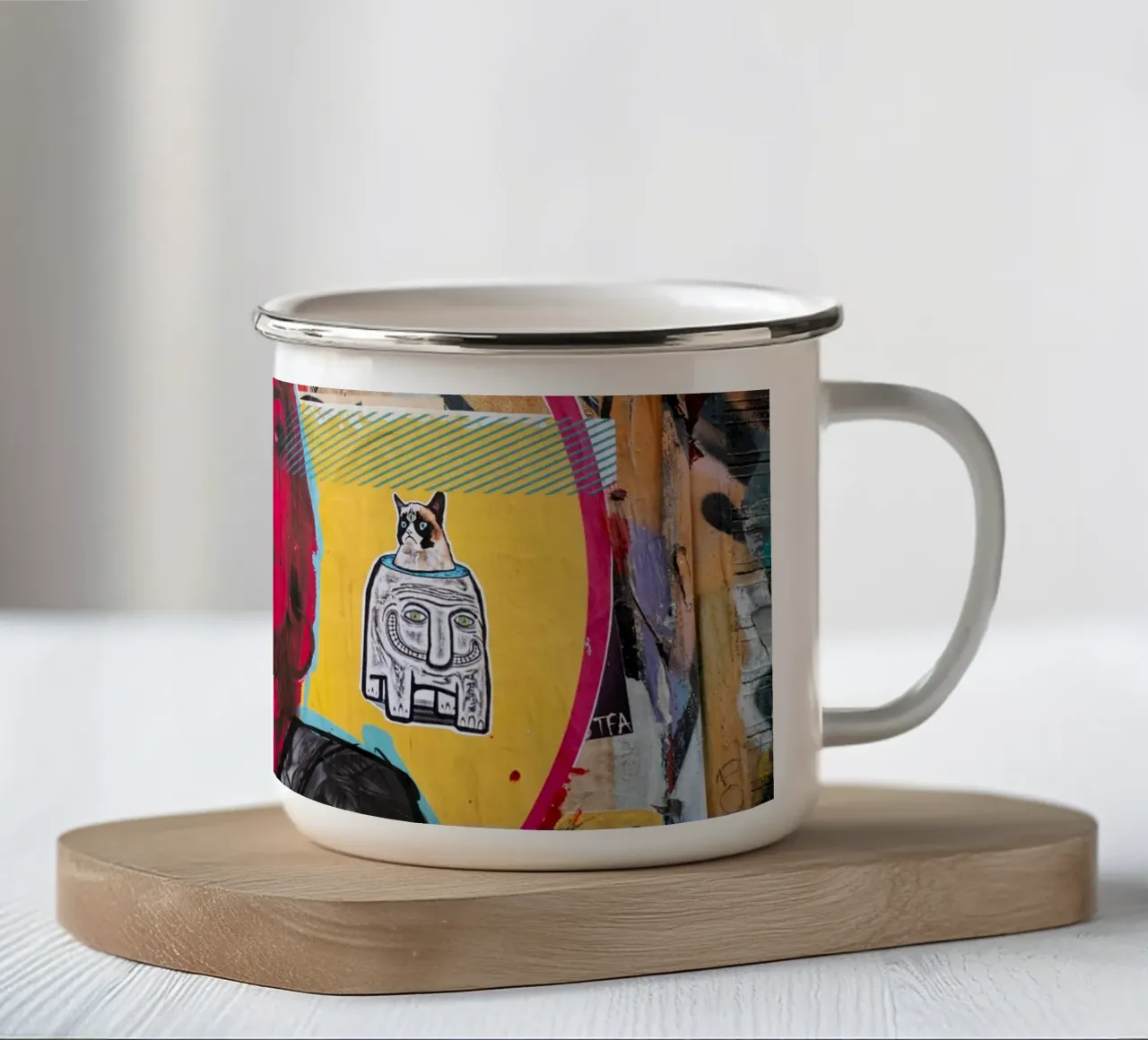 Streetartwoman enamel mug by Flo Klein