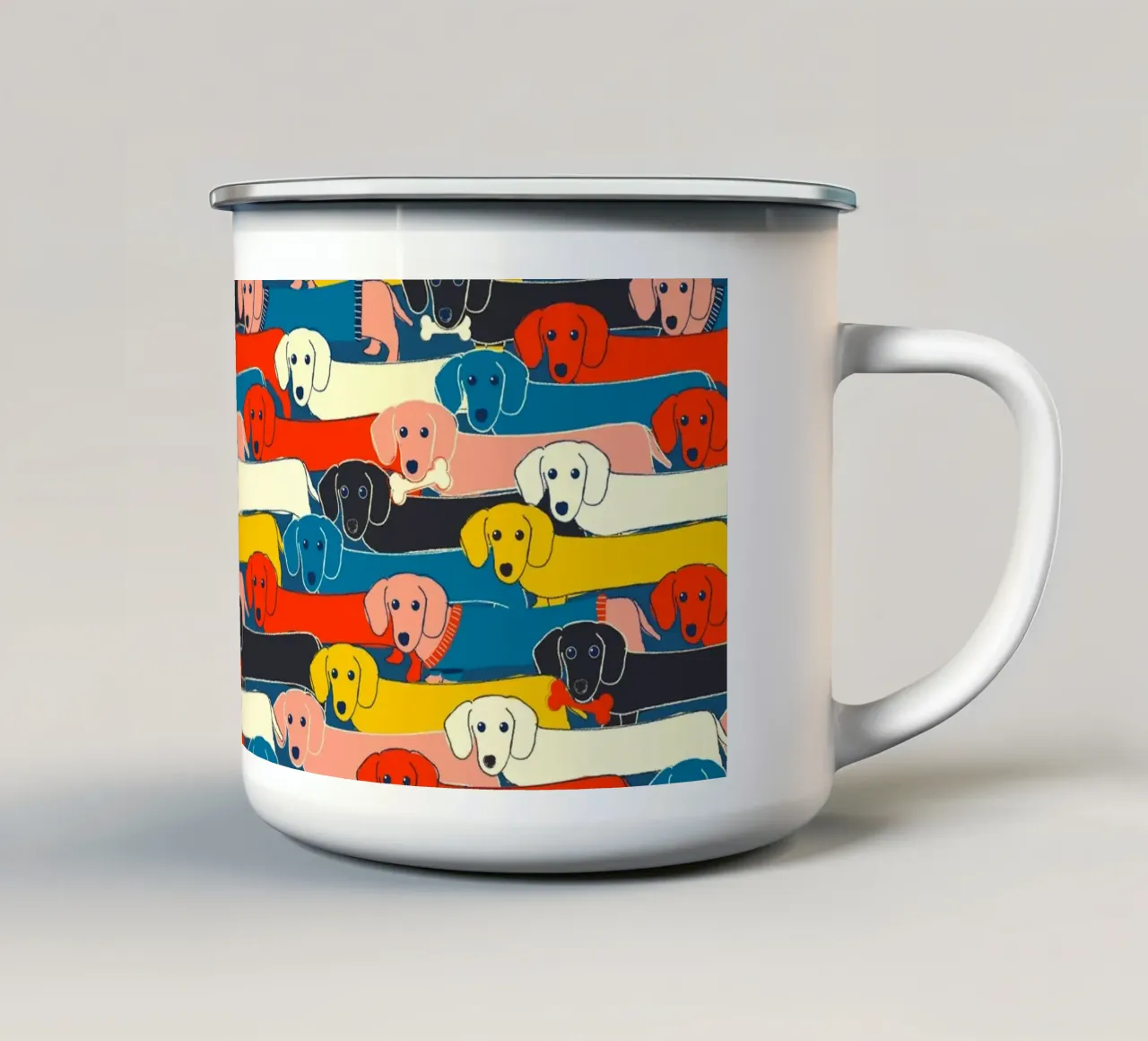 Playful Dachshund Sausage Dog Pattern for Dog Lovers tazza in smalto da showmemars
