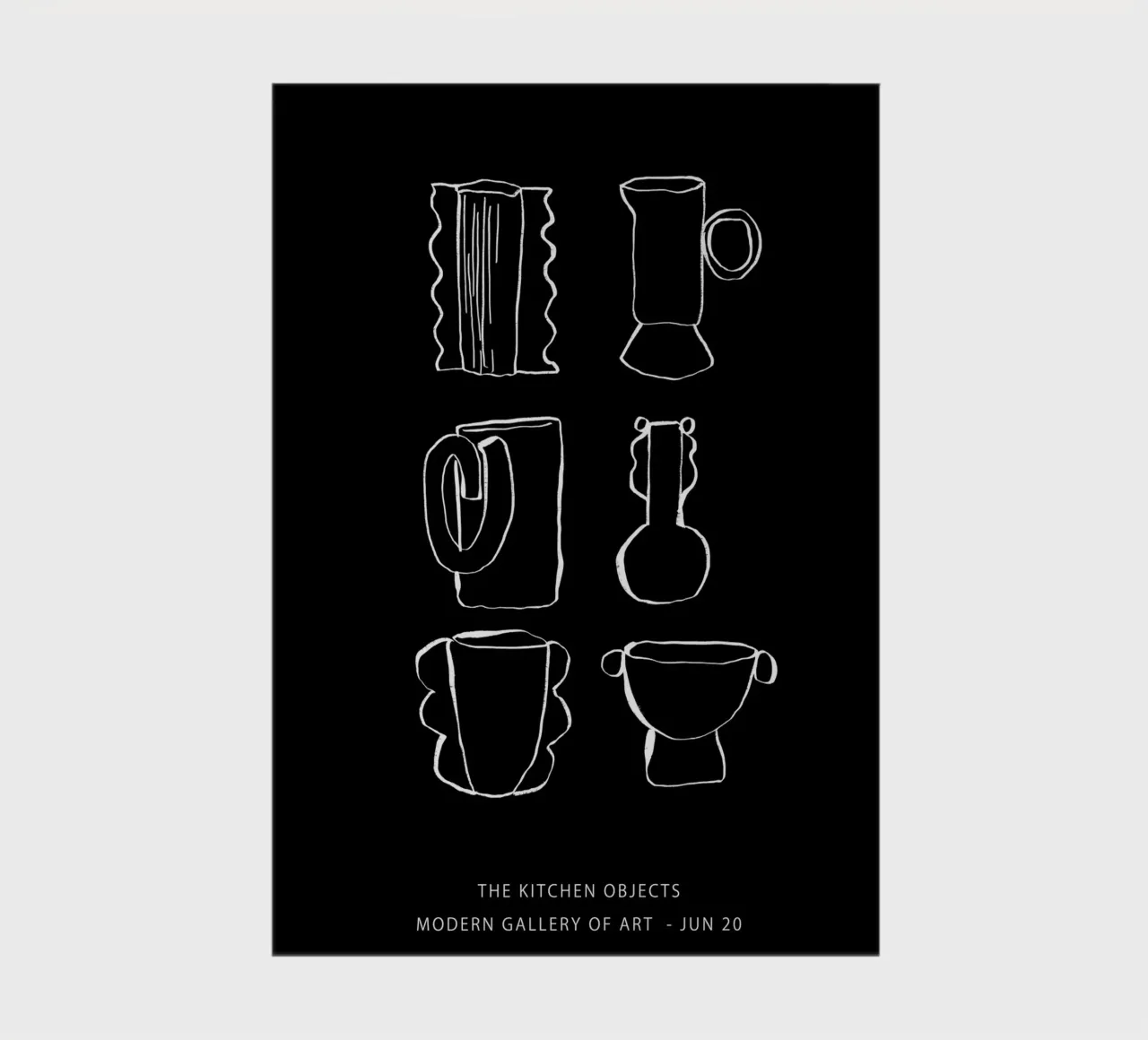 Kitchen Objects Decor - Line Art in White notebook by Peaches Art Prints