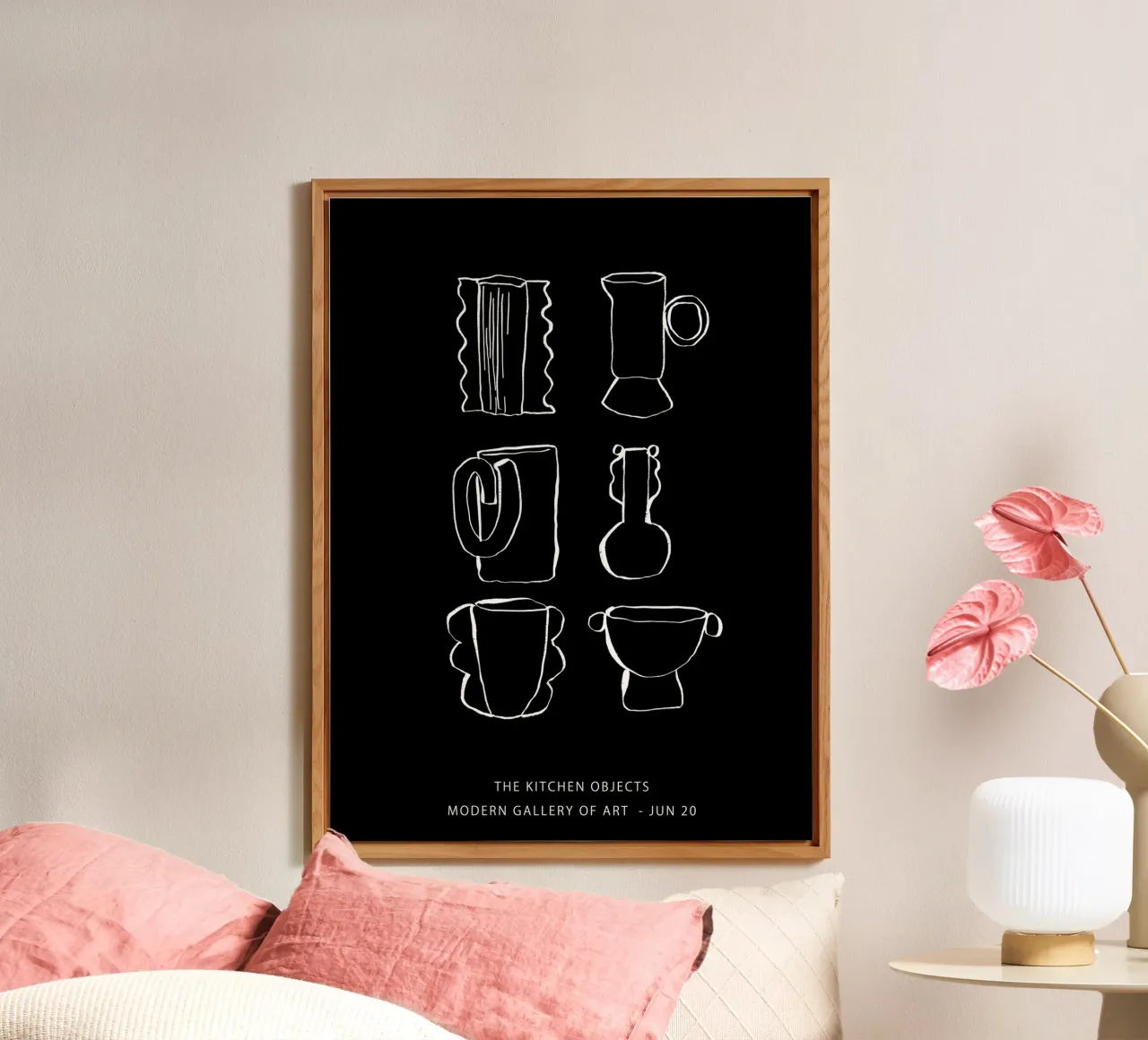 Oggetti decorativi per la cucina - Line Art in bianco alluminio dibond da Peaches Art Prints