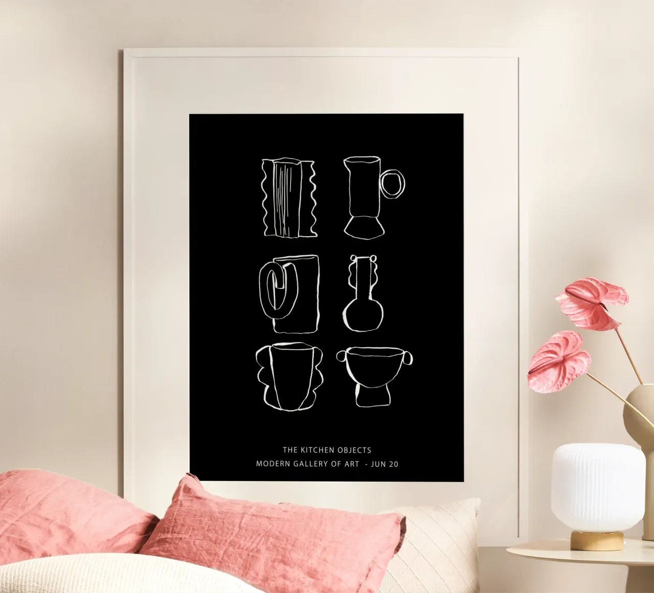 Oggetti decorativi per la cucina - Line Art in bianco carta hahnemühle da Peaches Art Prints