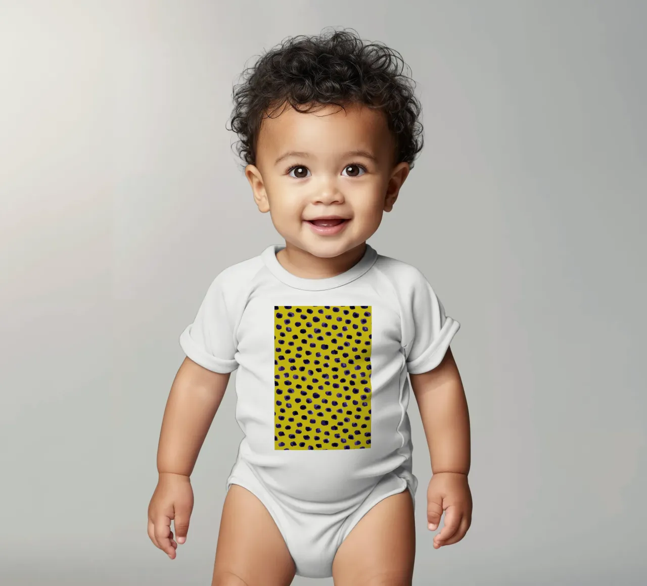 Blueberry Dots short-sleeve baby romper by Kind of Style