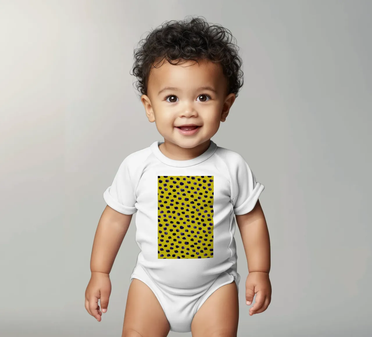 Blueberry Dots short-sleeve baby romper by Kind of Style