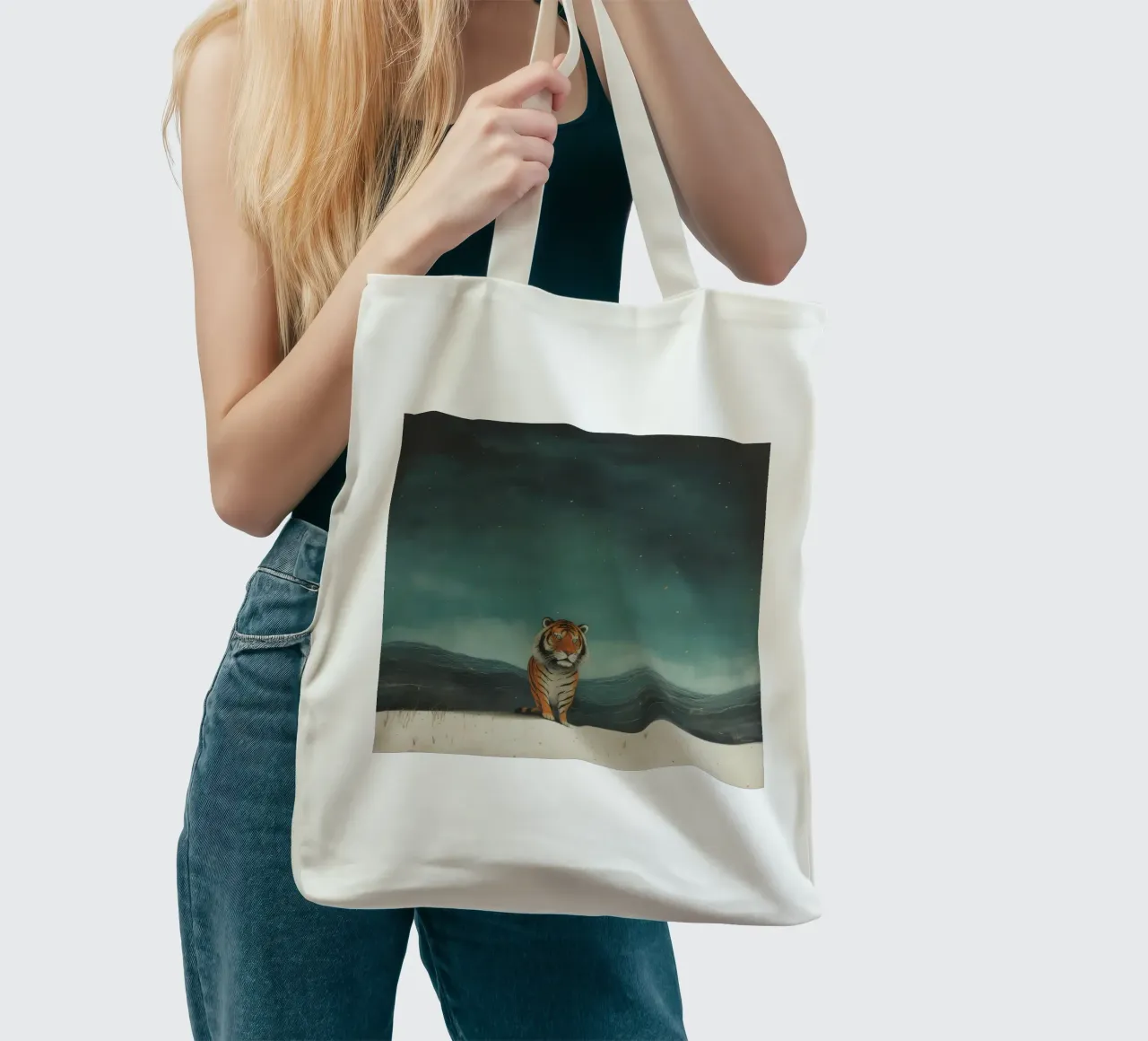 Tigre minima 3 borsa in juta da Minimal Animal Art