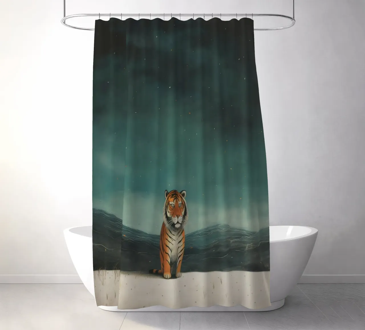Minimal Tiger 3 Duschvorhang von Minimal Animal Art