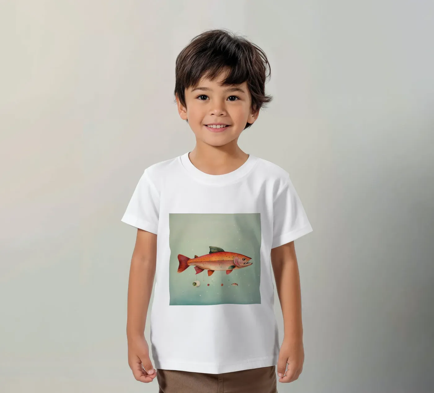 Minimum Trout kinder t-shirt van Minimal Animal Art