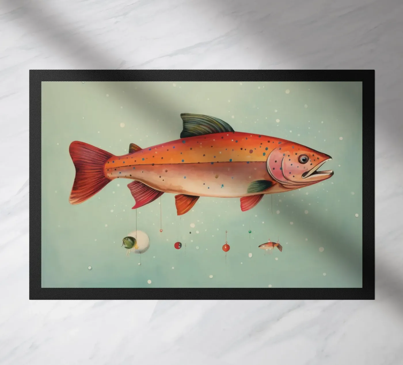 Minimum Trout doormat by Minimal Animal Art