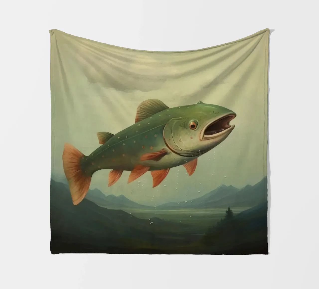 Minimaal Trout fleecedeken van Minimal Animal Art