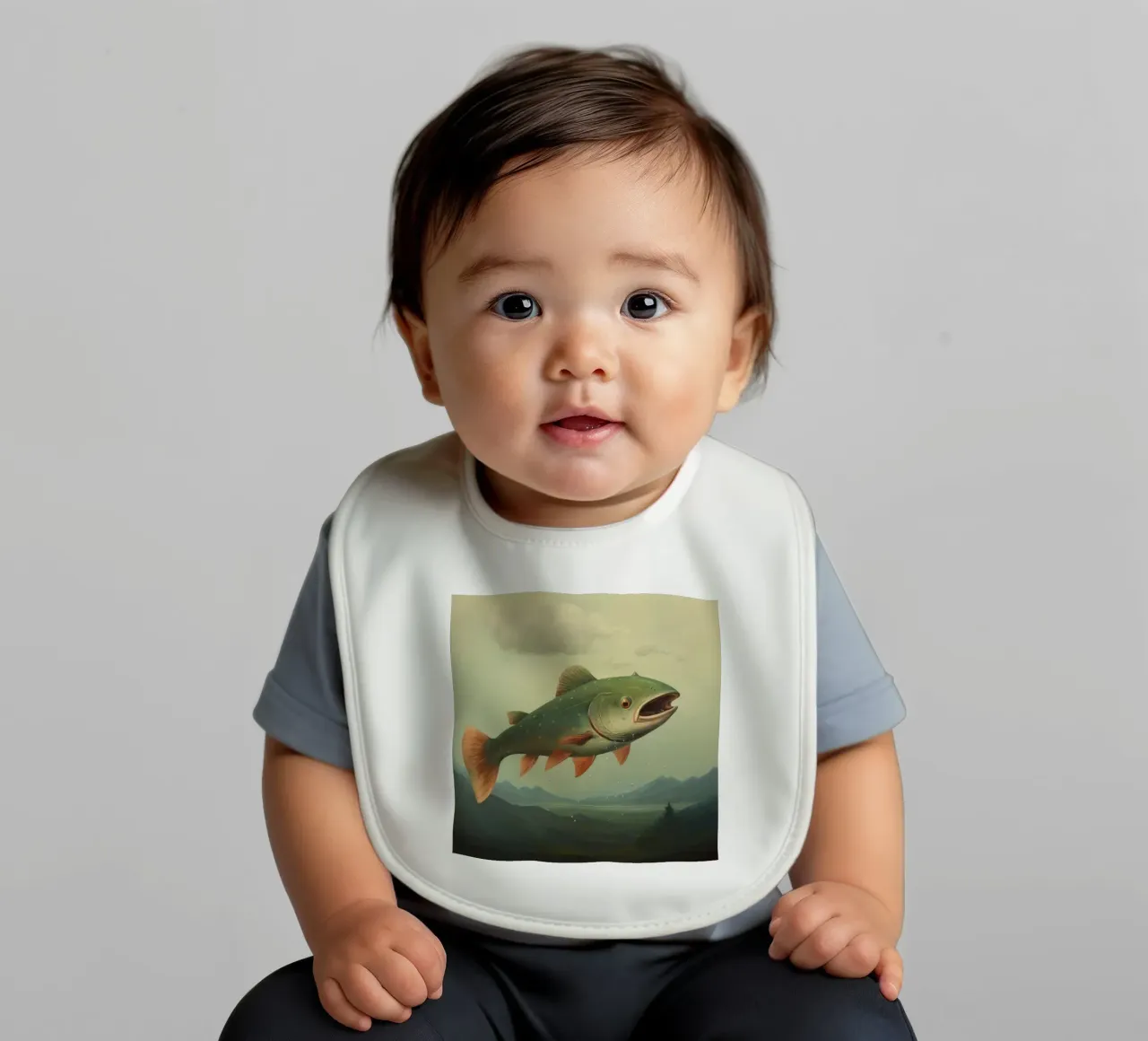 Minimaal Trout baby slabbetje van Minimal Animal Art
