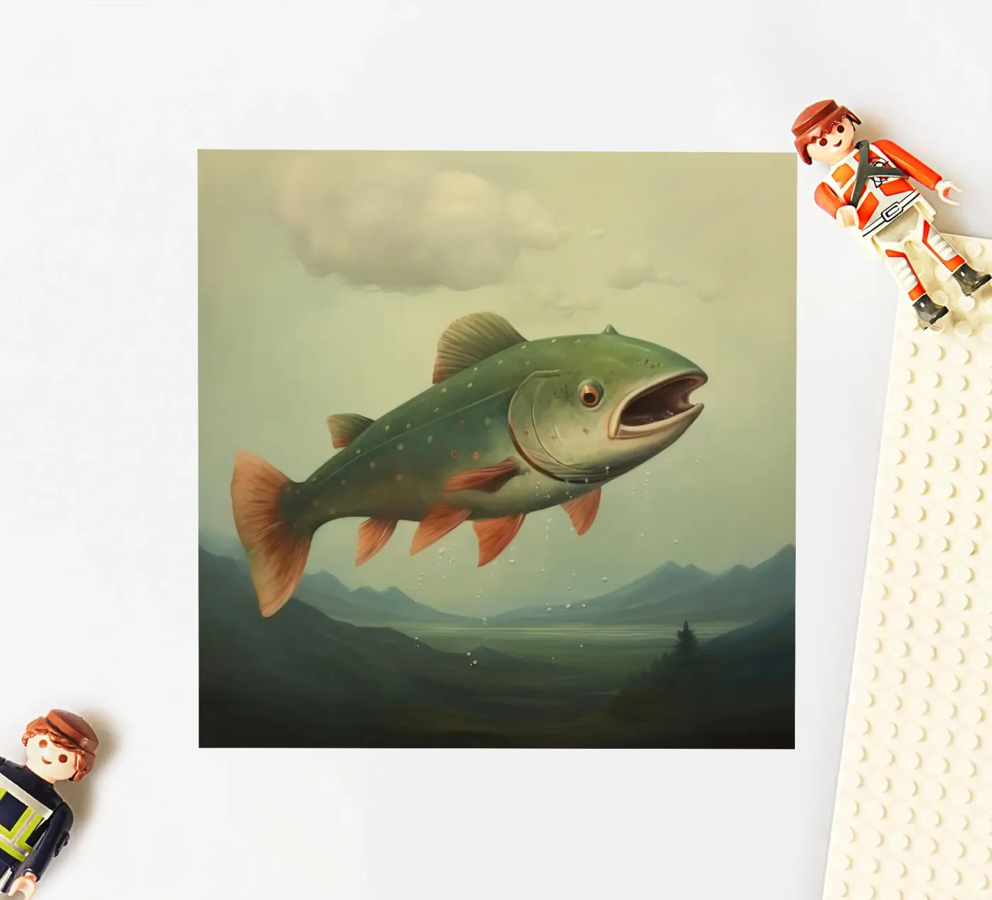 Minimaal Trout sticker van Minimal Animal Art