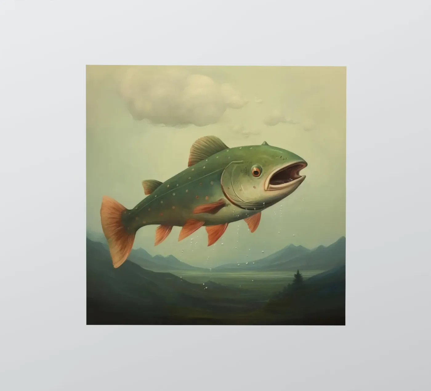 Minimaal Trout sticker van Minimal Animal Art