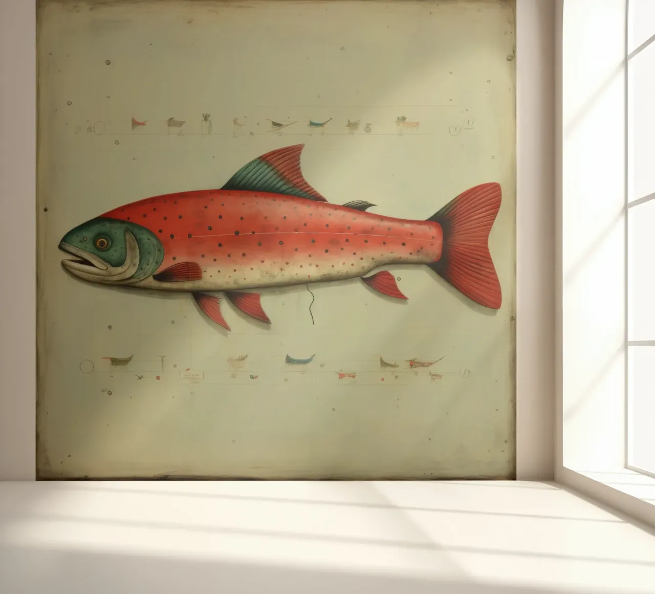 Minimaal Trout fotobehang van Minimal Animal Art