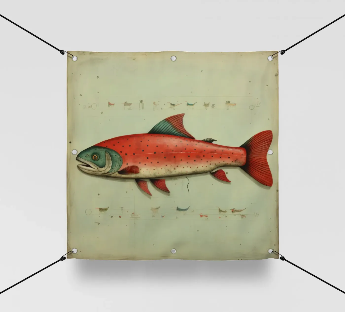 Minimum Trout pvc-zeil van Minimal Animal Art