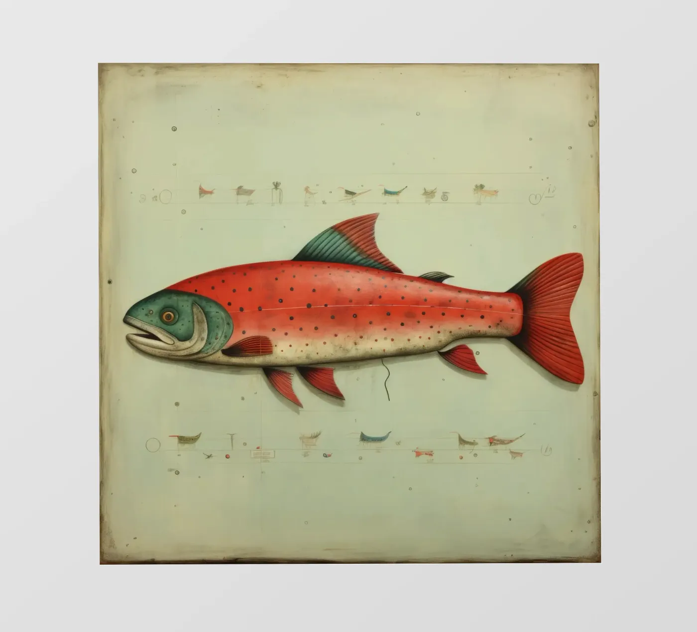 Minimum Trout pvc-zeil van Minimal Animal Art