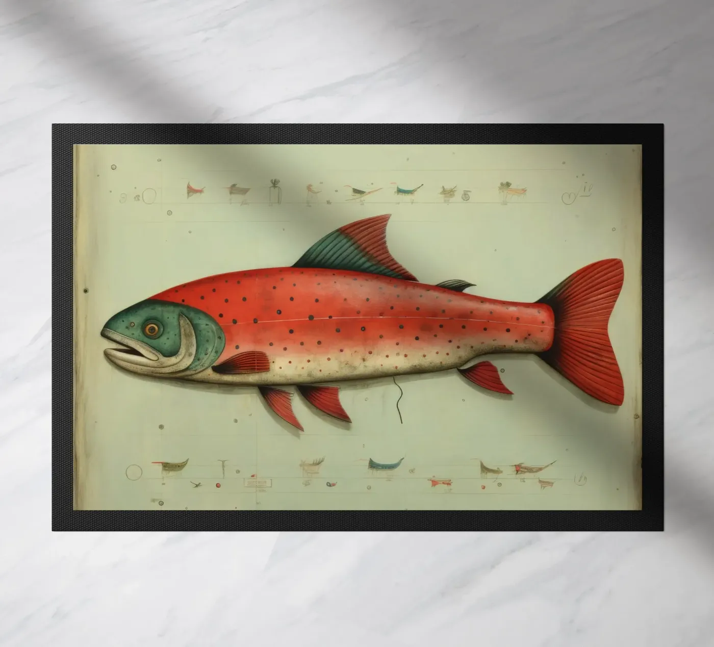 Minimaal Trout deurmat van Minimal Animal Art