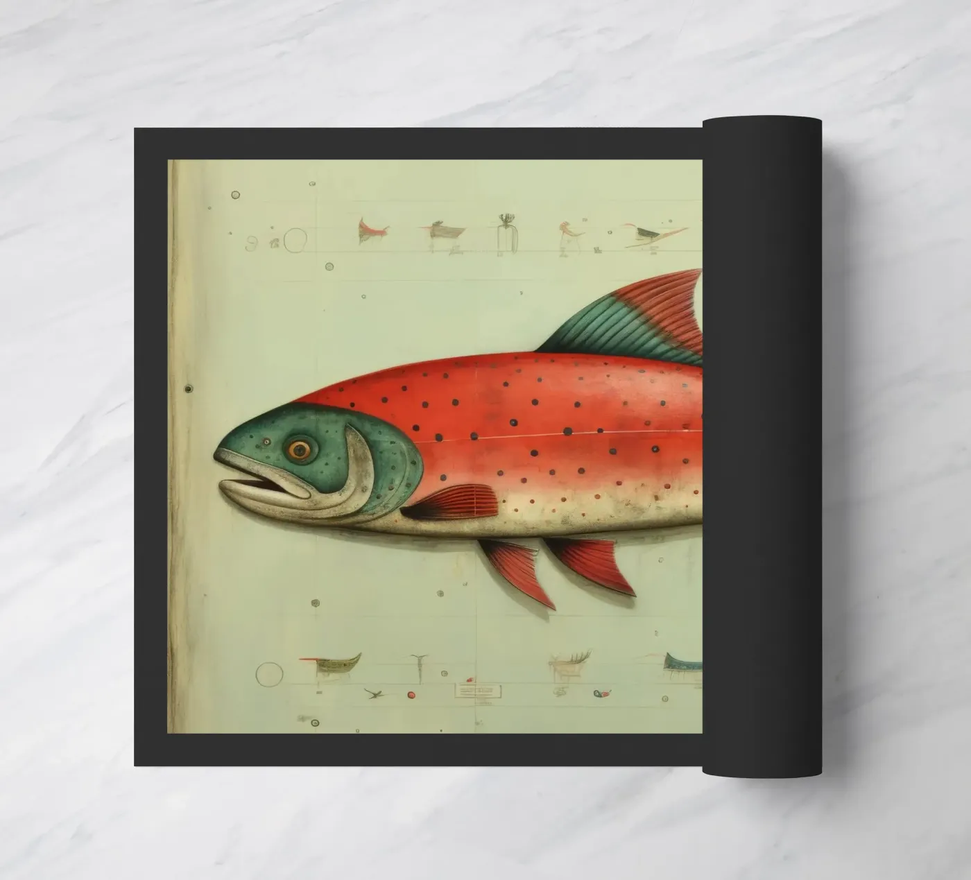 Minimaal Trout deurmat van Minimal Animal Art