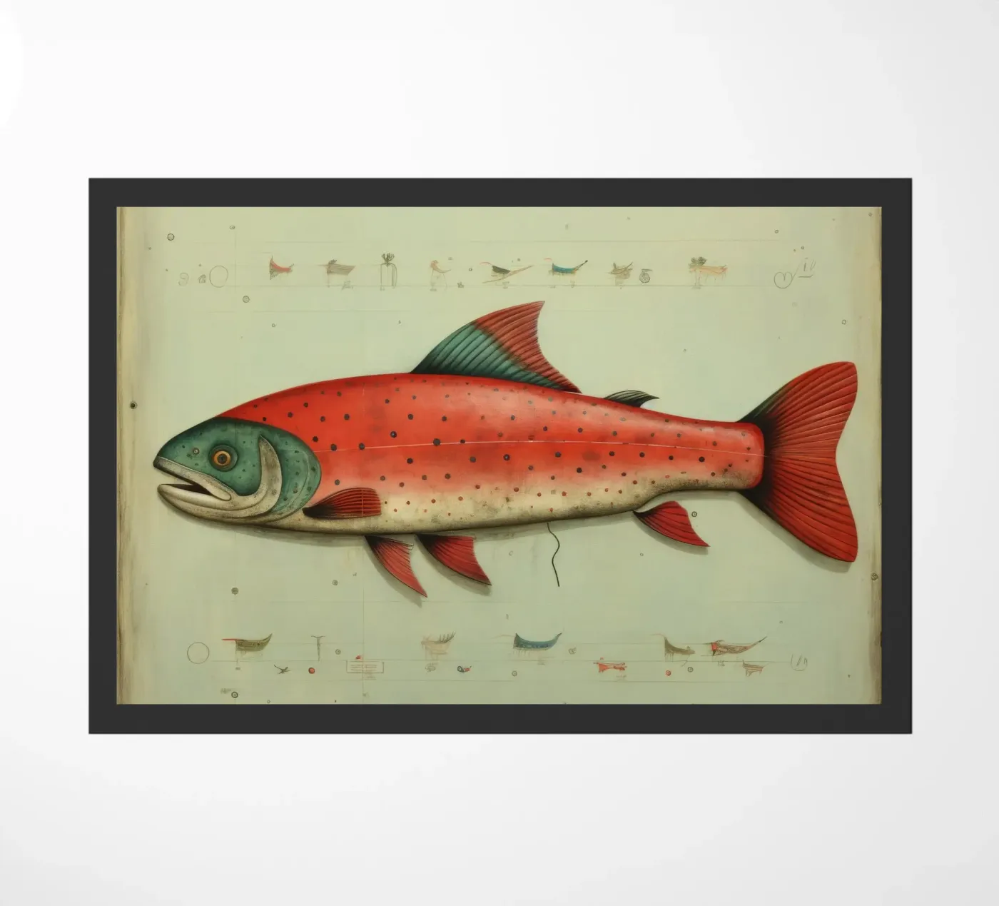 Minimaal Trout deurmat van Minimal Animal Art