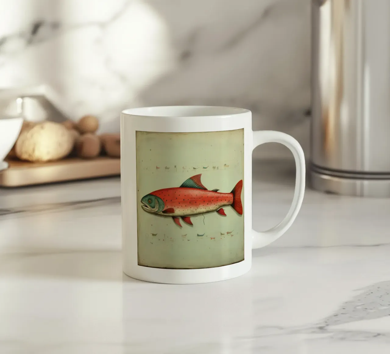 Minimale forel 4 keramische mok van Minimal Animal Art