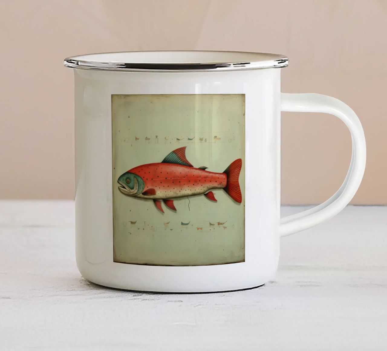 Trota minima 4 tazza in smalto da Minimal Animal Art