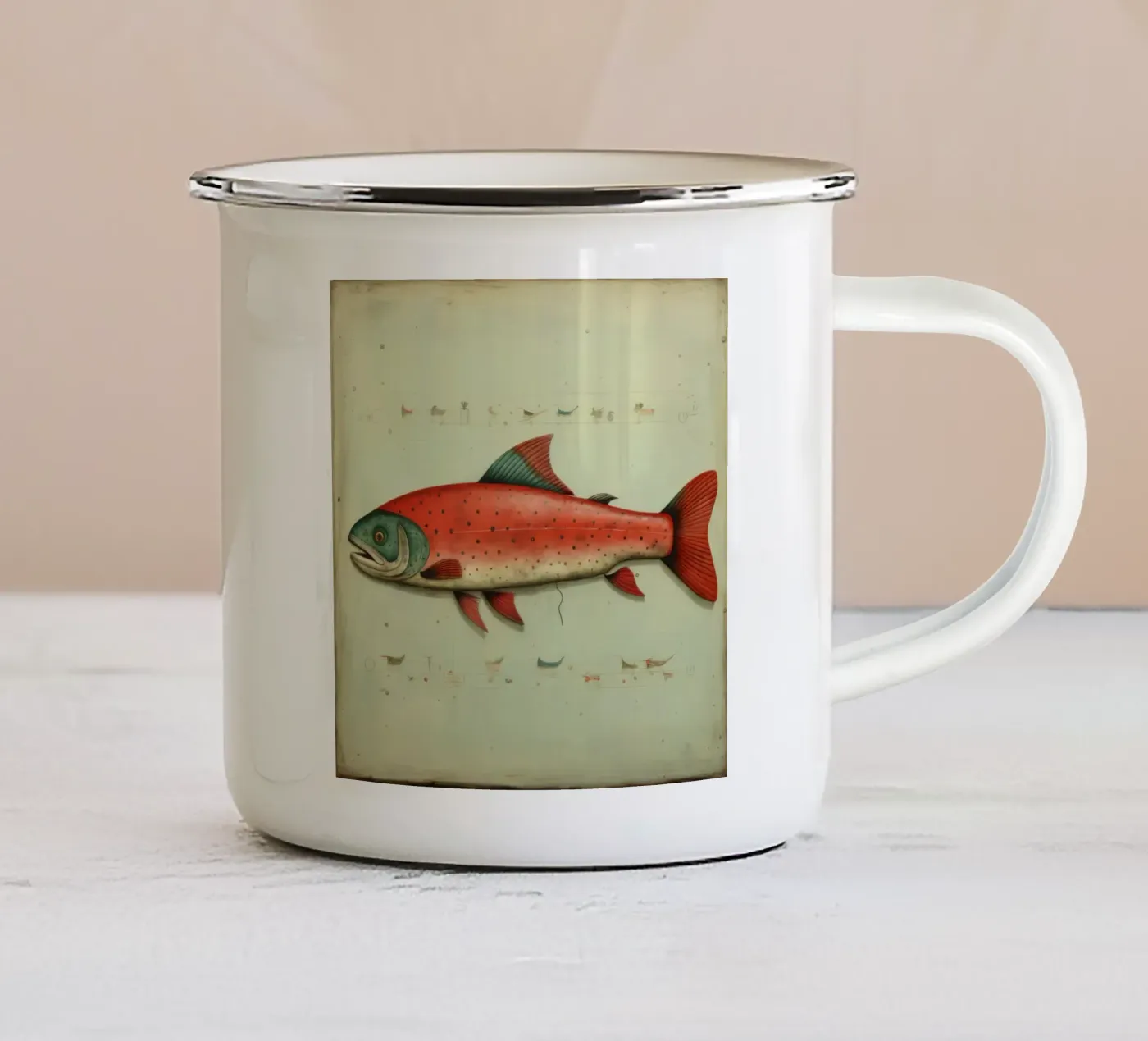 Minimum Trout mug en émail de Minimal Animal Art