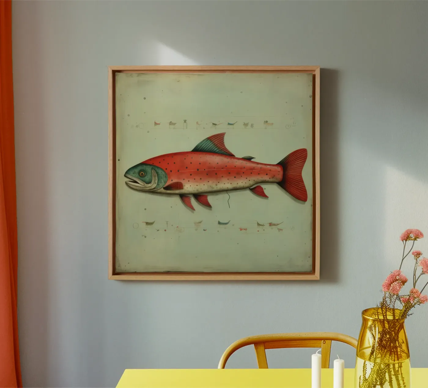 Minimum Trout canvas by Minimal Animal Art