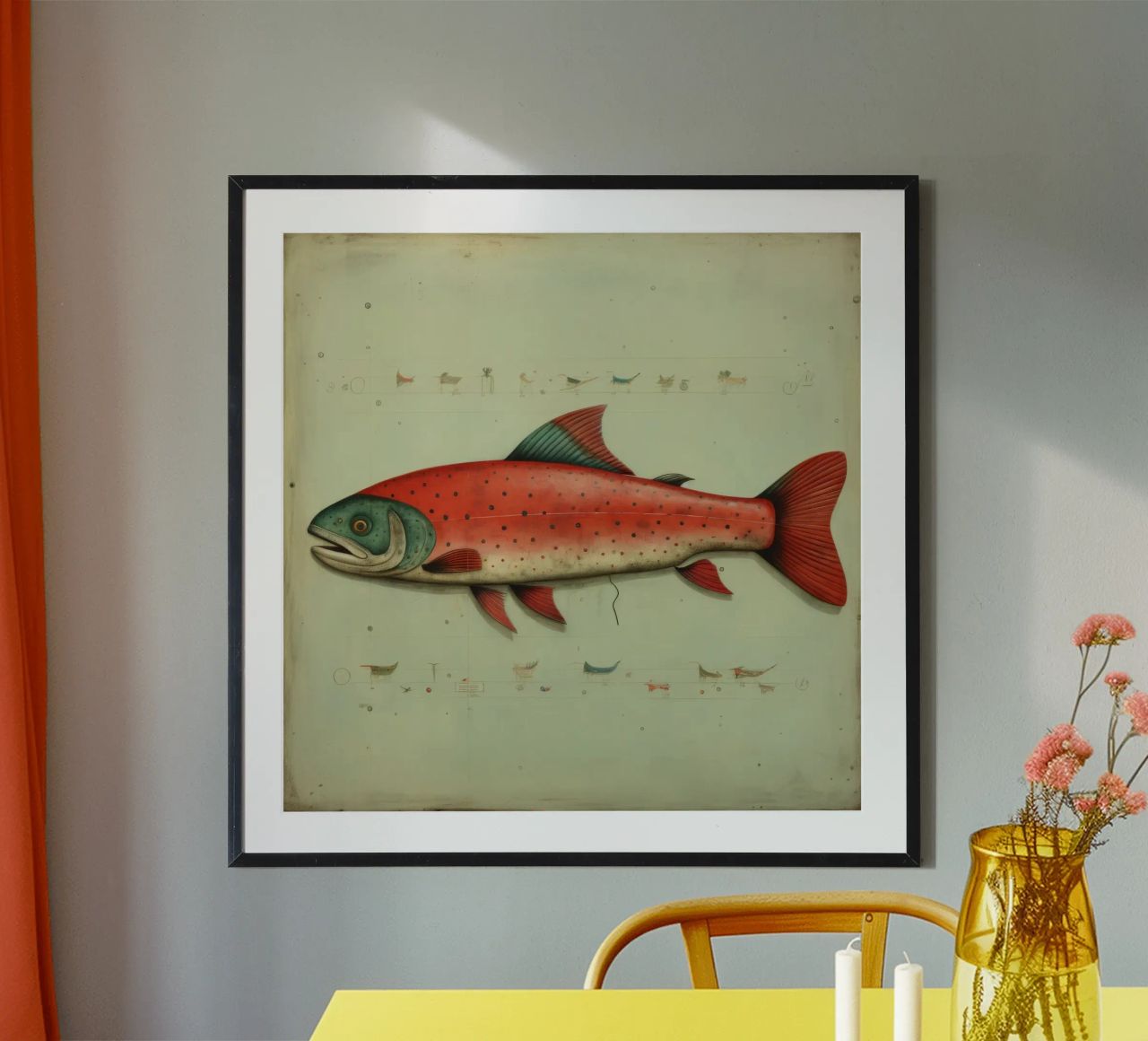 Minimal Forelle 4 Poster von Minimal Animal Art