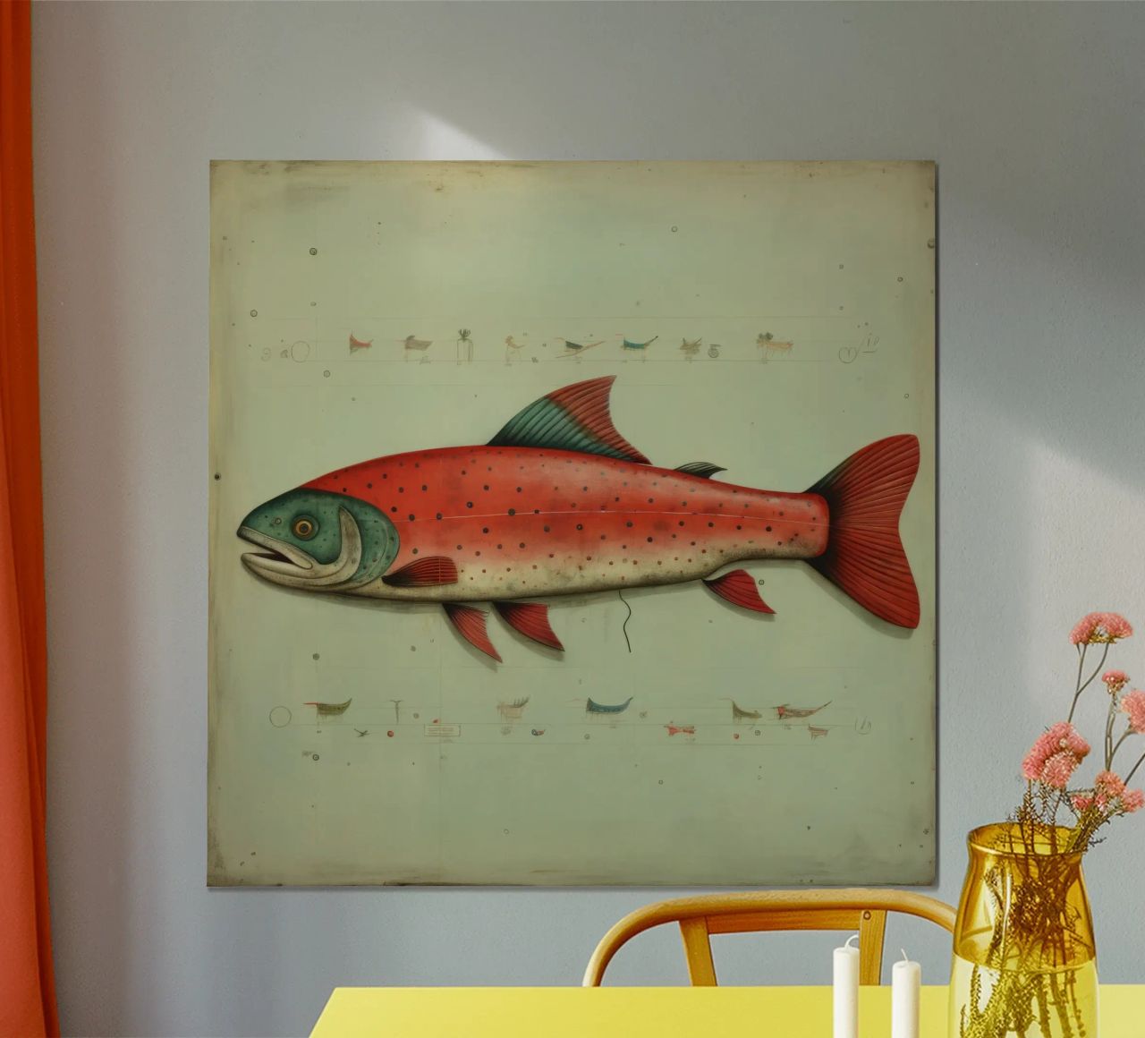 Minimal Forelle 4 Poster von Minimal Animal Art
