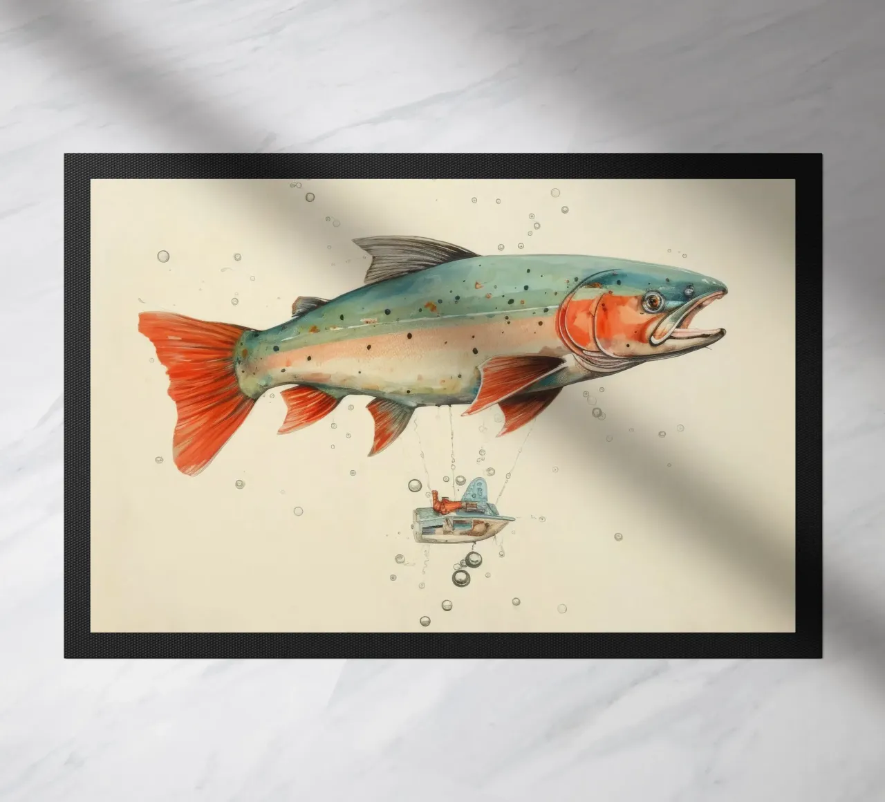 Minimum Trout doormat by Minimal Animal Art