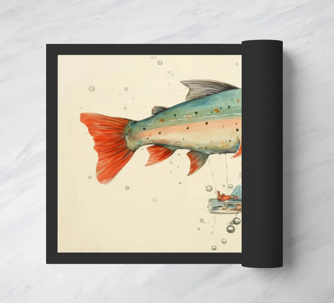 Minimaal Trout deurmat van Minimal Animal Art