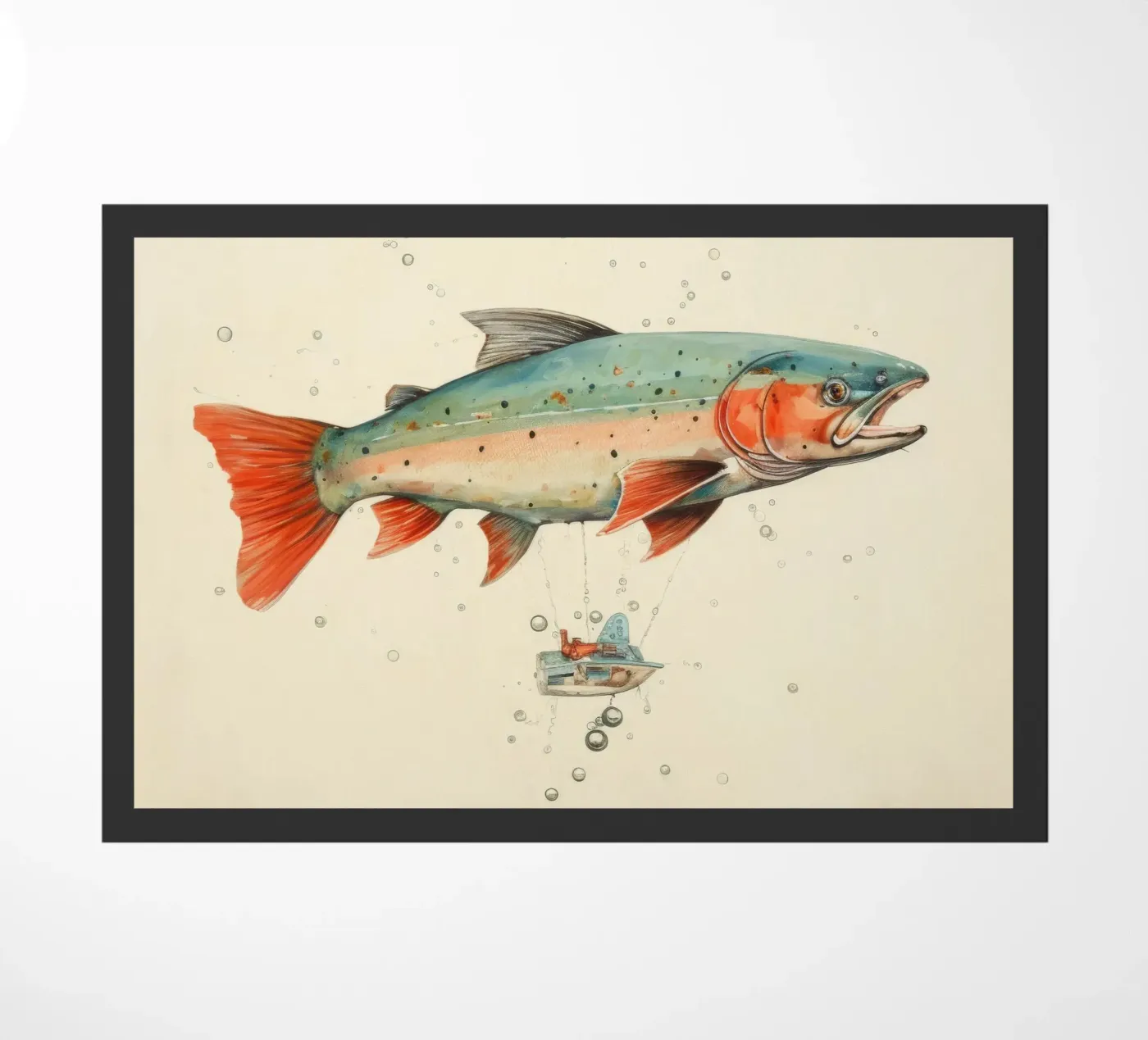 Minimaal Trout deurmat van Minimal Animal Art