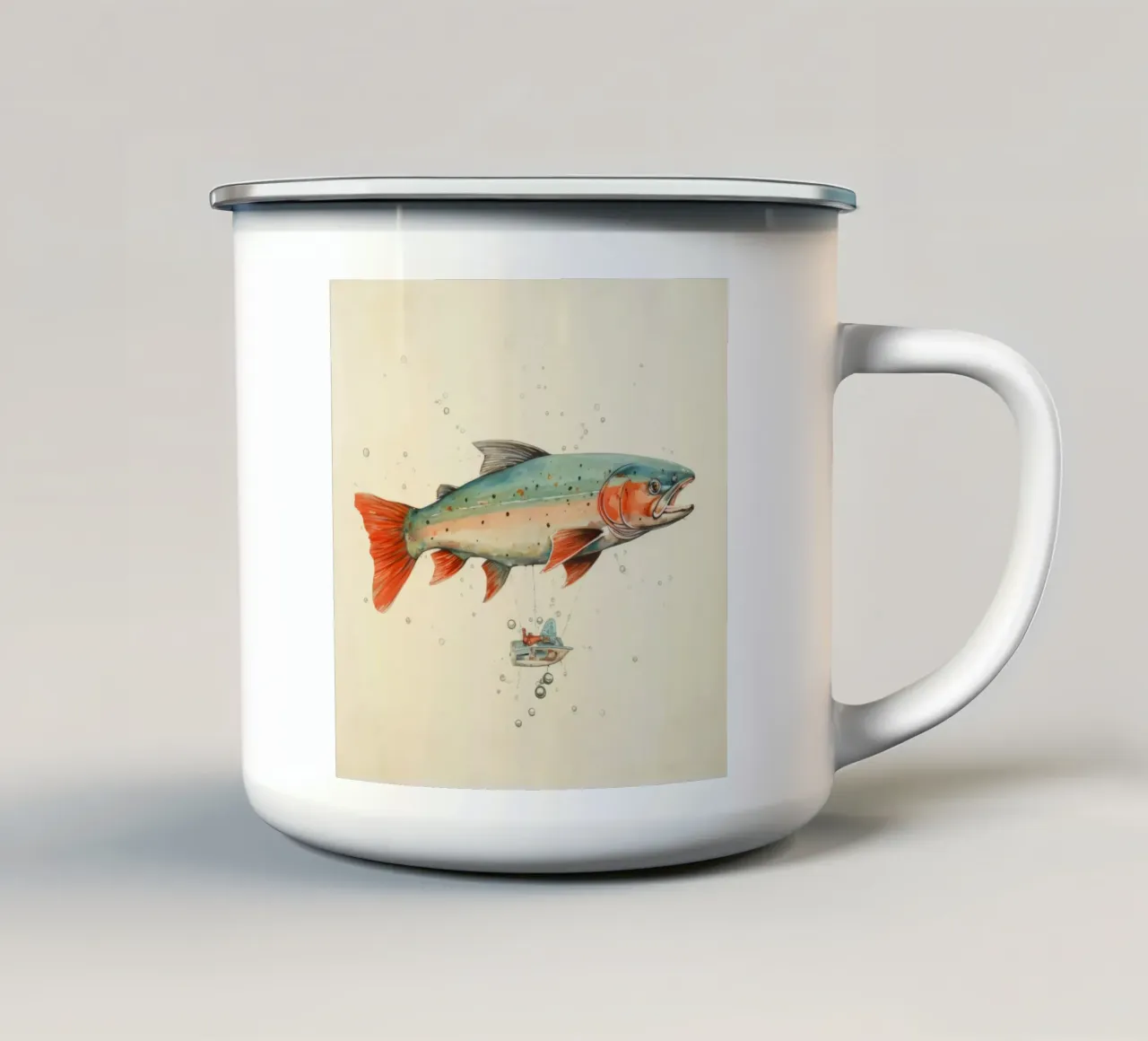 Trota minima 1 tazza in smalto da Minimal Animal Art