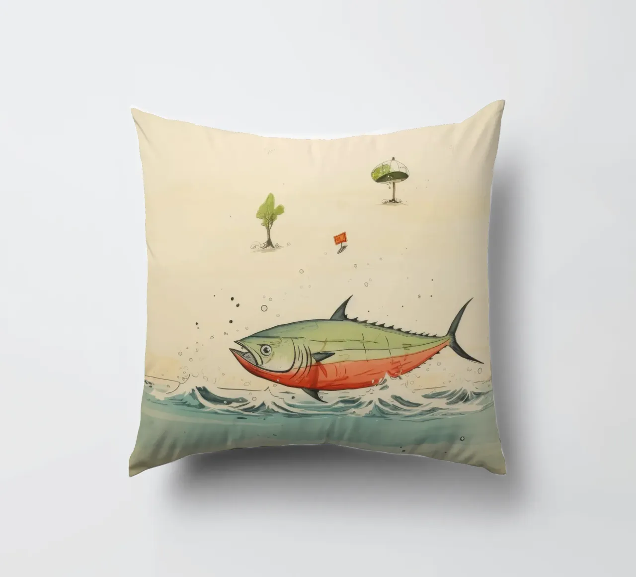 Tonno minimo 2 cuscino da Minimal Animal Art