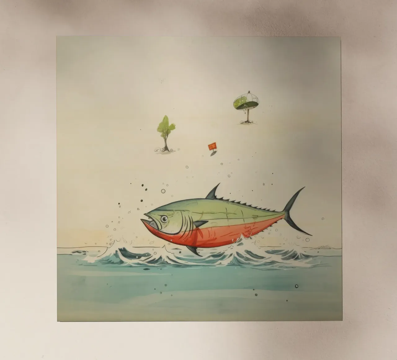 Tonno minimo 2 pellicola backlit da Minimal Animal Art