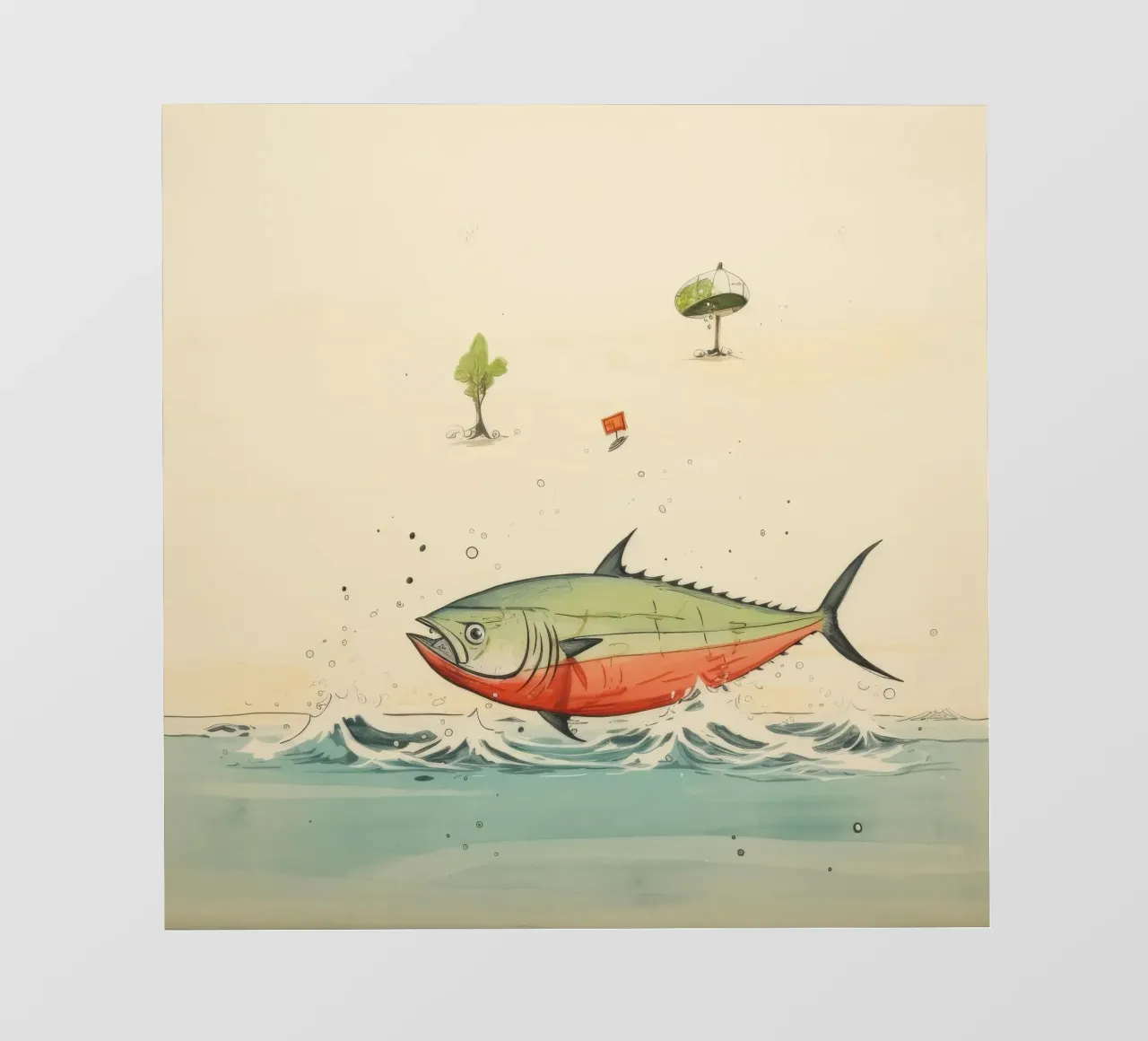 Tonno minimo 2 pellicola backlit da Minimal Animal Art