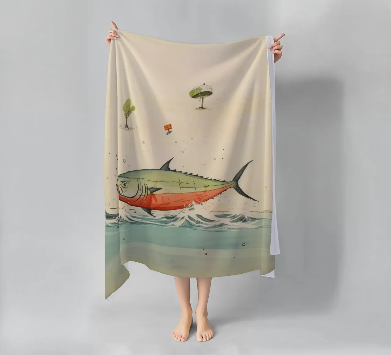 Minimo tonno telo mare da Minimal Animal Art