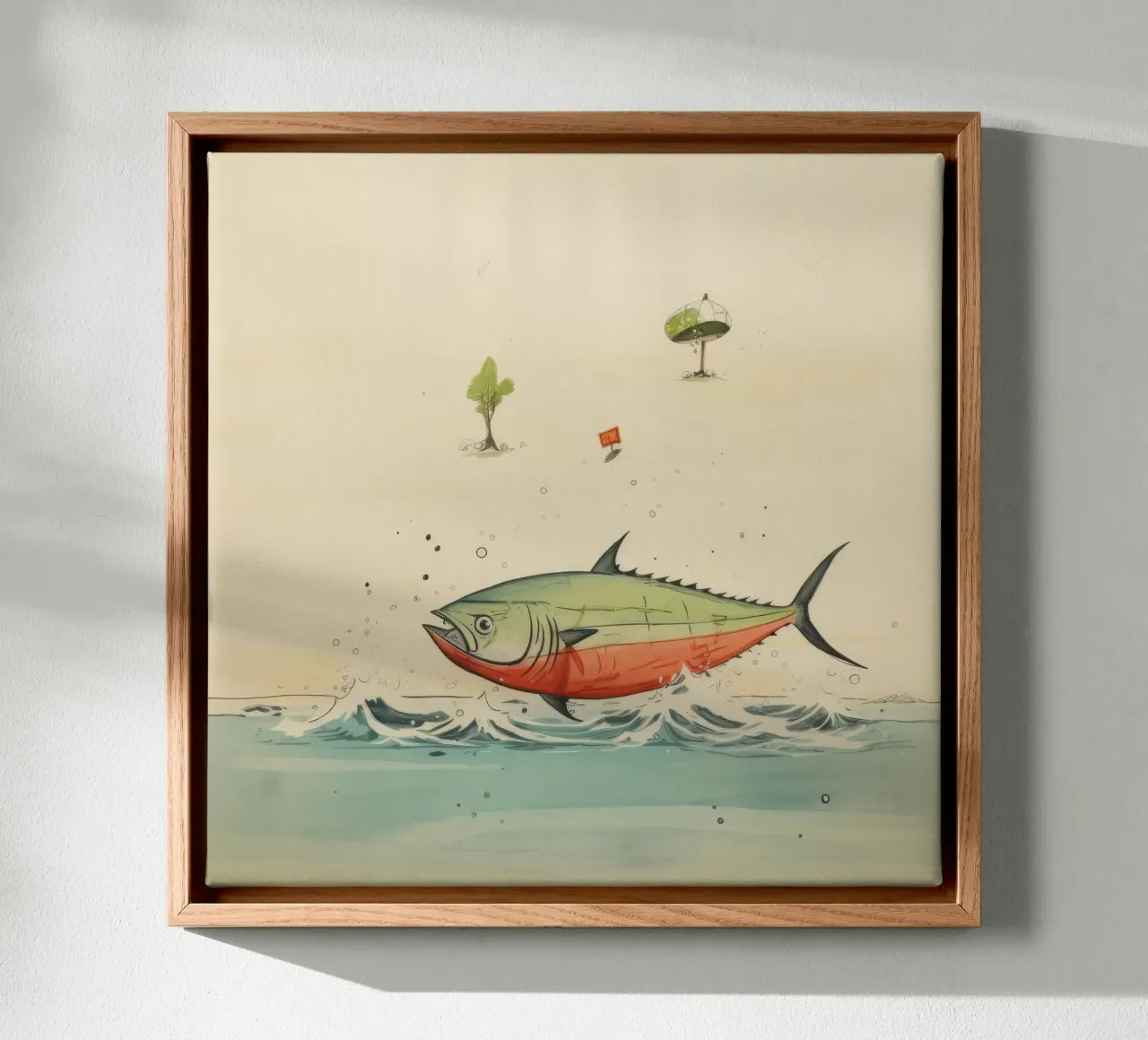 Tonno minimo 2 tela con Cornice a cassetta da Minimal Animal Art