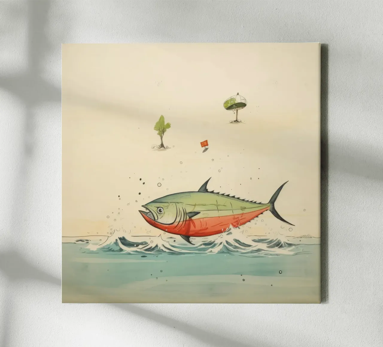 Tonno minimo 2 tela con Cornice a cassetta da Minimal Animal Art