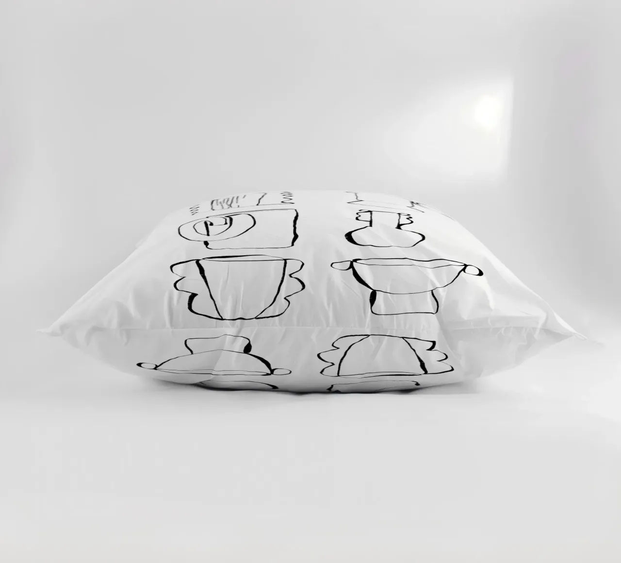 Kitchen Objects Decor - Line Art in Black decorative cushion by Peaches Art Prints
