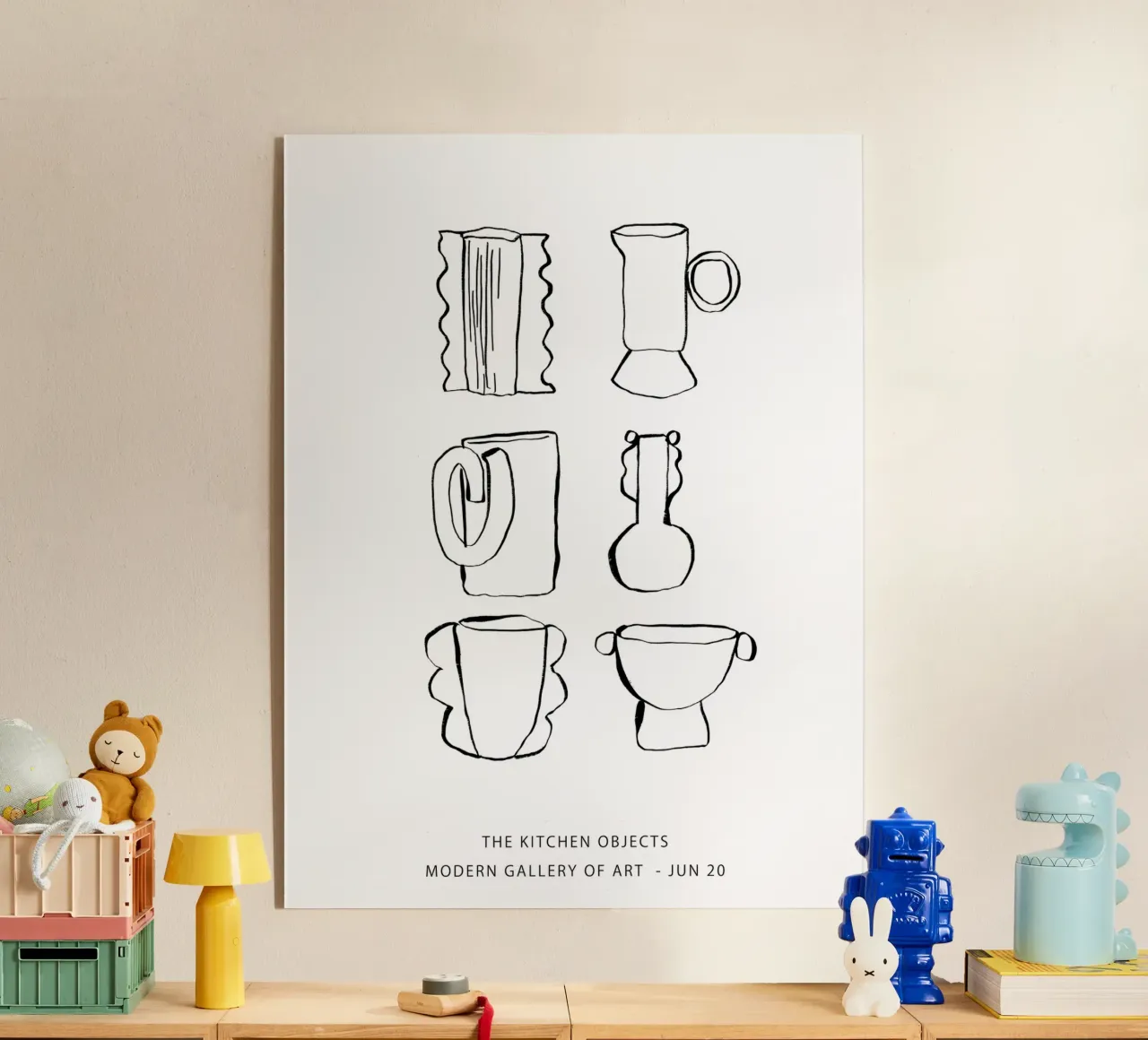 Kitchen Objects Decor - Line Art in Black acrylic glass by Peaches Art Prints