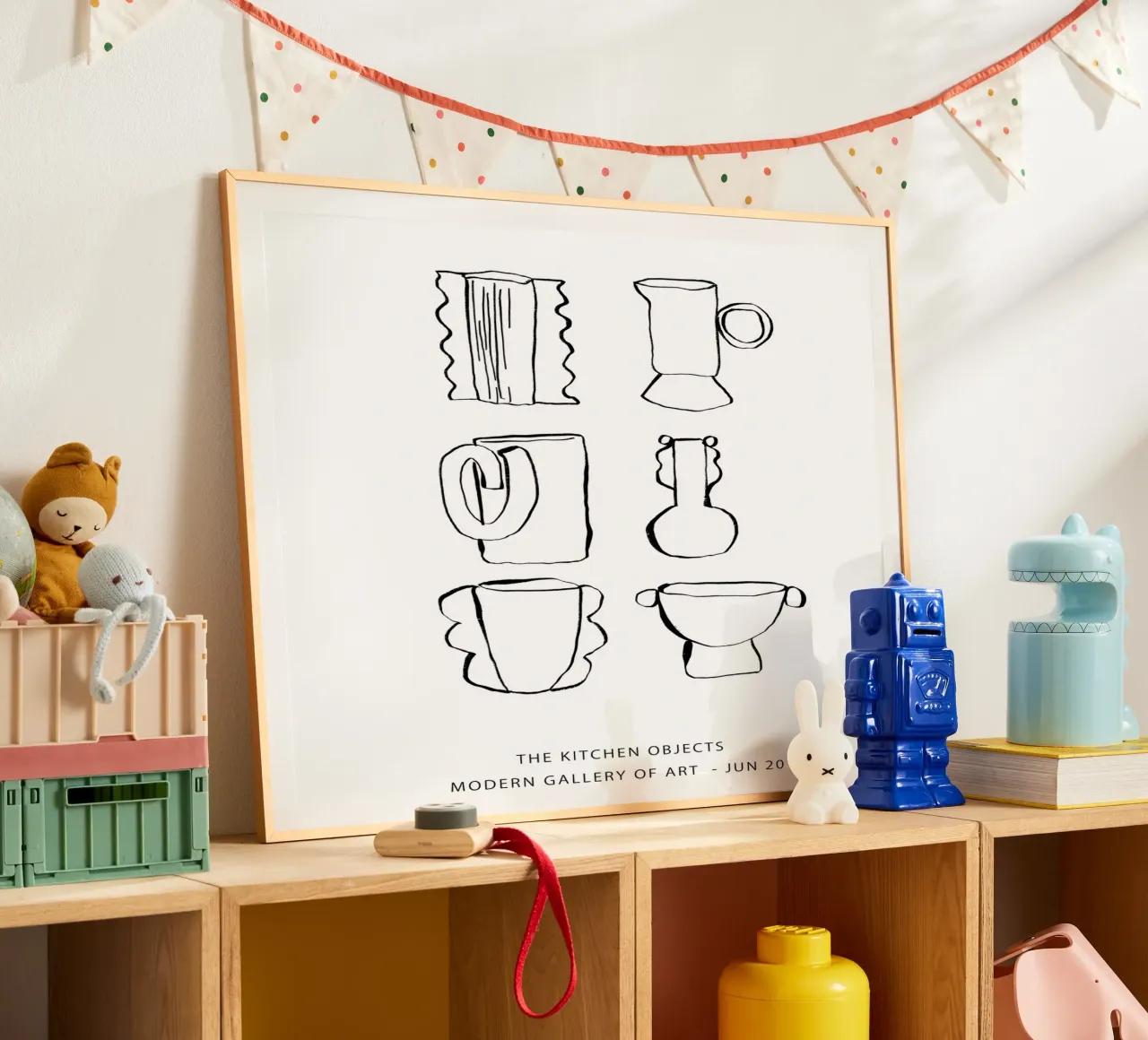 Oggetti decorativi per la cucina - Line Art in nero poster da Peaches Art Prints