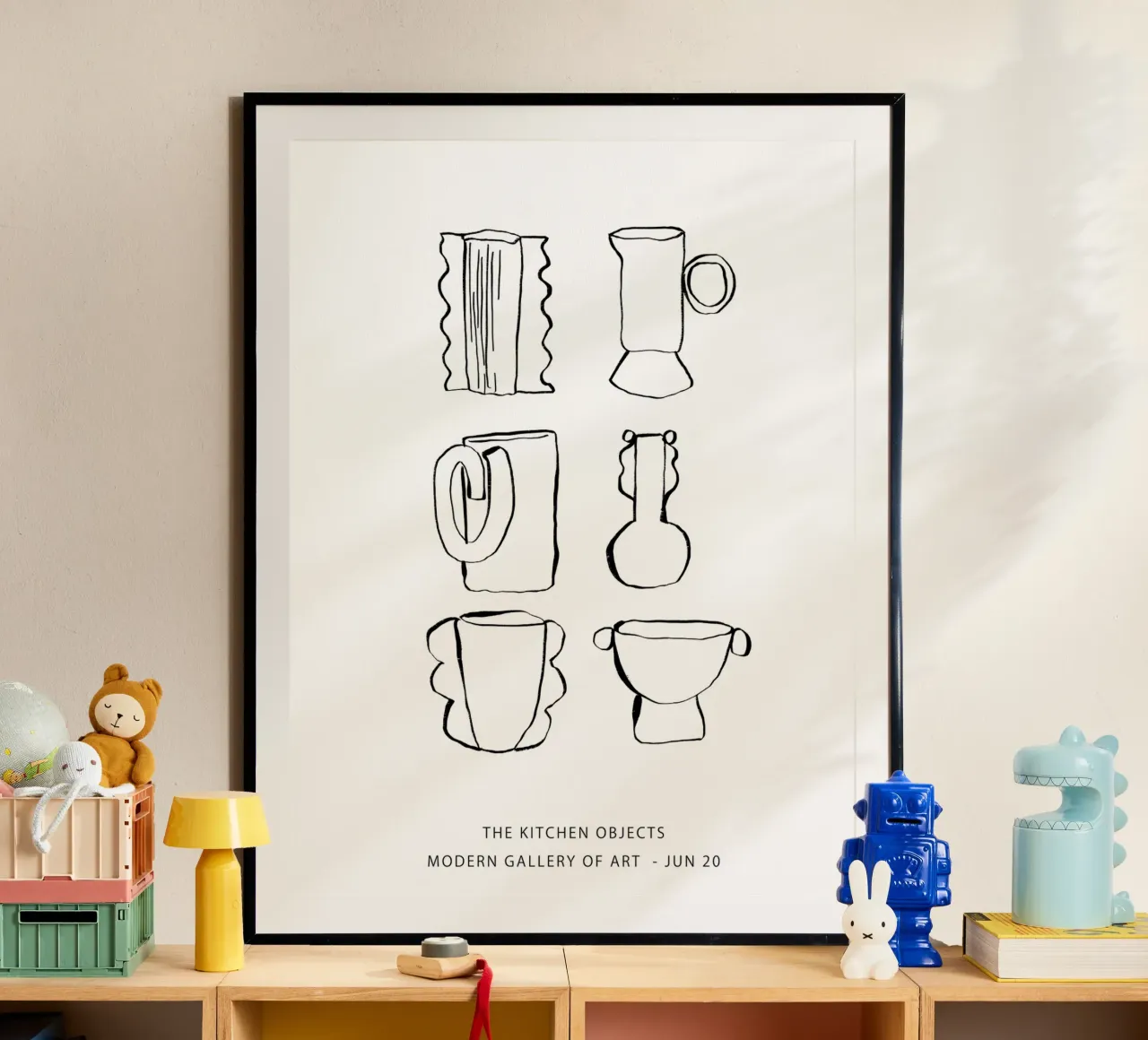 Oggetti decorativi per la cucina - Line Art in nero poster da Peaches Art Prints