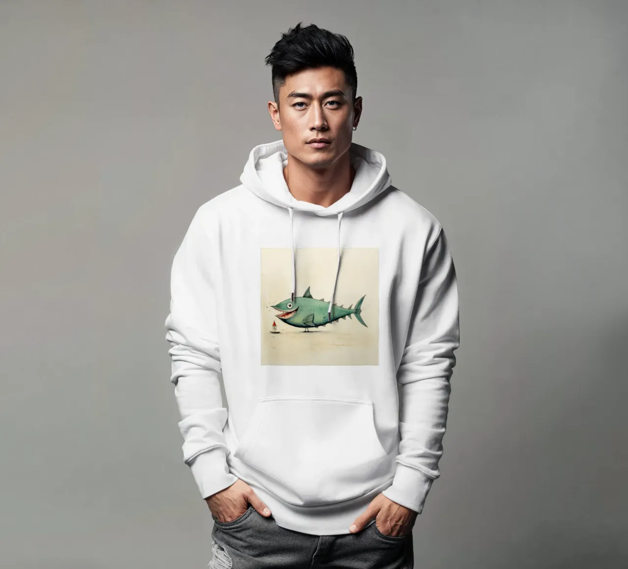 Tonno minimo 3 felpa con cappuccio da Minimal Animal Art