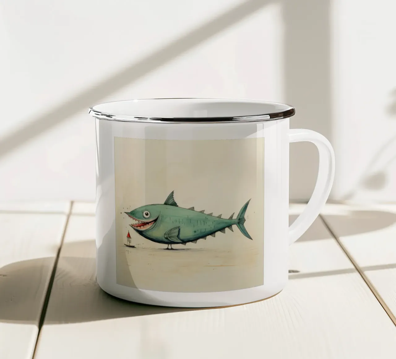 Tonno minimo 3 tazza in smalto da Minimal Animal Art