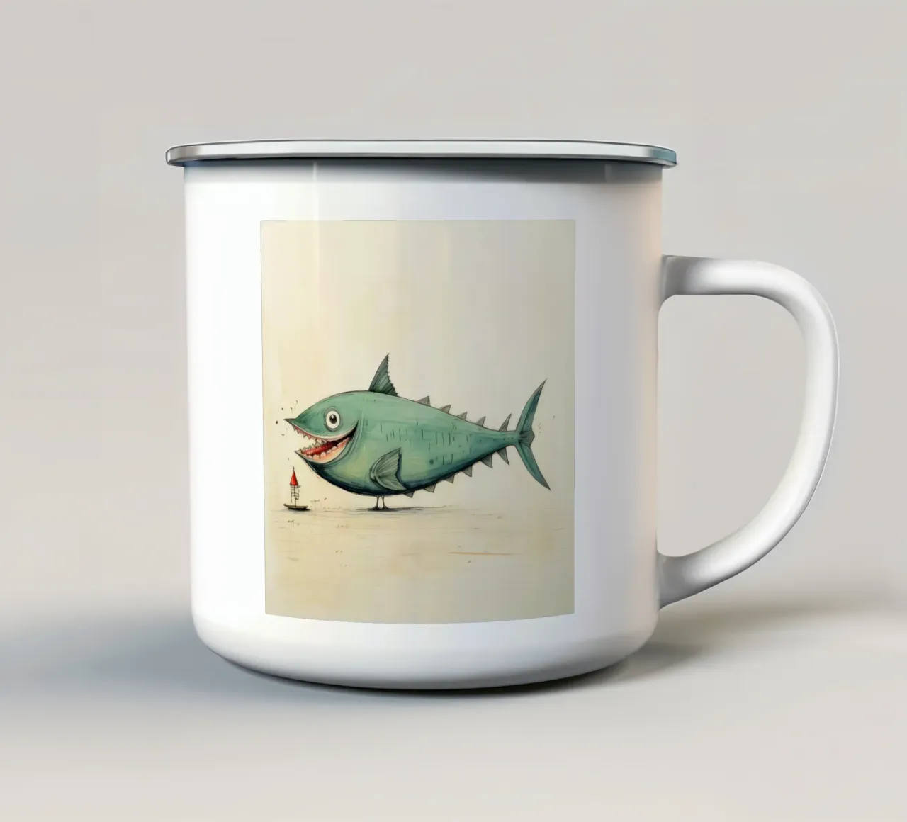 Tonno minimo 3 tazza in smalto da Minimal Animal Art