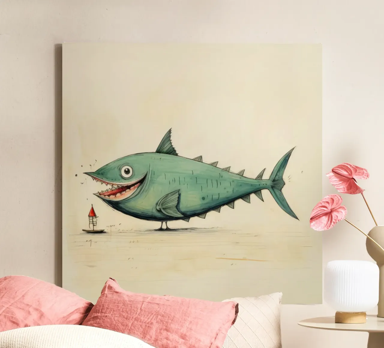 Minimum Tuna 3 canvas by Minimal Animal Art
