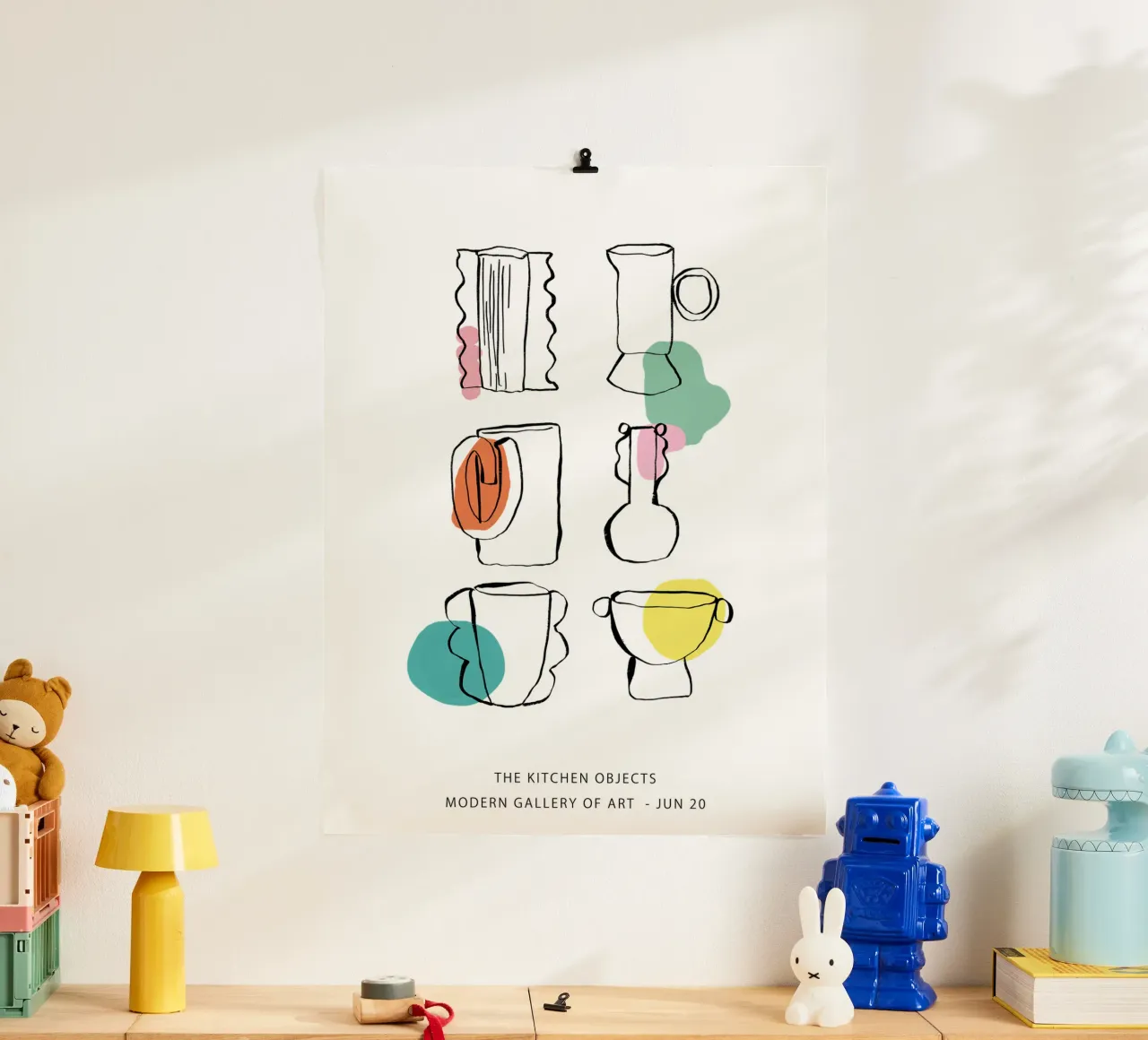 Oggetti decorativi per la cucina - Line Art a colori poster da Peaches Art Prints