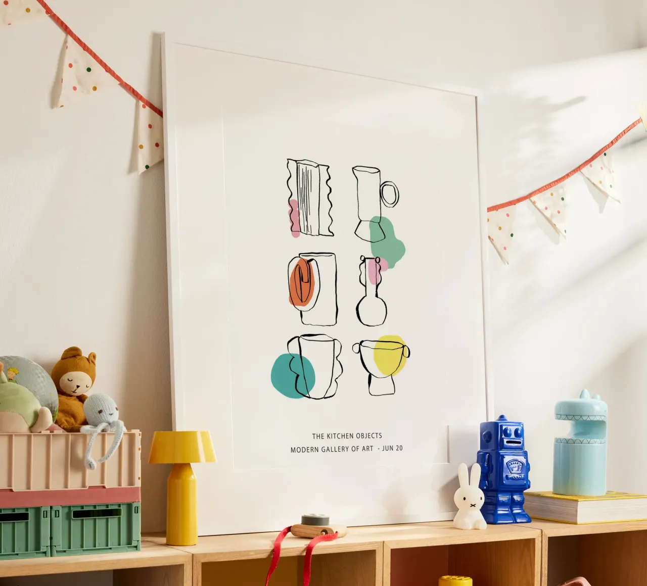 Oggetti decorativi per la cucina - Line Art a colori poster da Peaches Art Prints