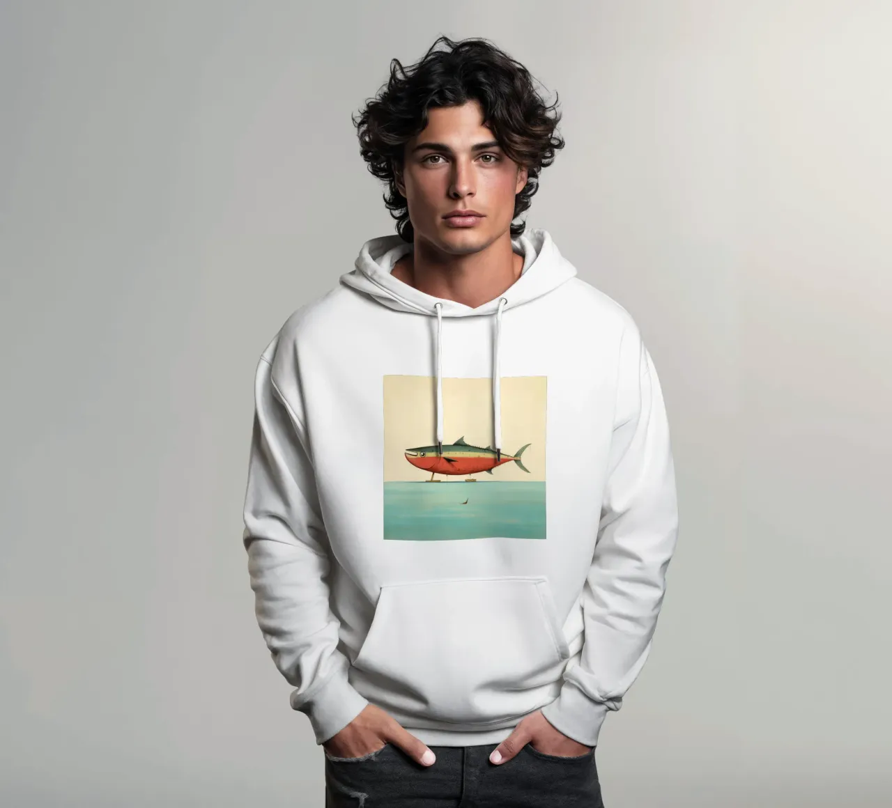 Tonno minimo 1 felpa con cappuccio da Minimal Animal Art