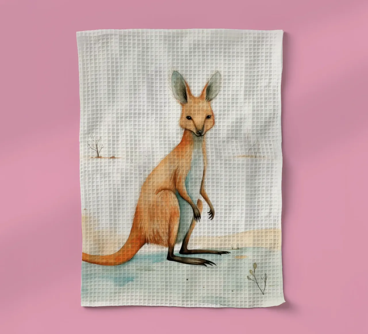 Minimal Wallaby 2 tea towel by Minimal Animal Art