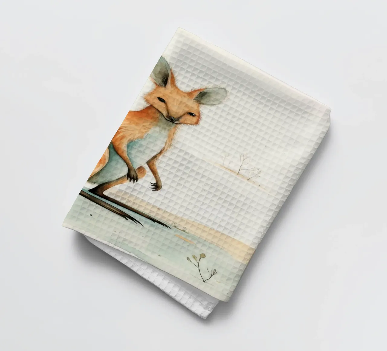 Minimal Wallaby 2 tea towel by Minimal Animal Art